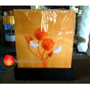 LT3048 โคมไฟตั้งโต๊ะทรงเหลี่ยมสีส้มแต่งดอก