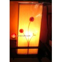  LT3057 โคมไฟตั้งโต๊ะสีส้มกรอบไม้แต่งดอก