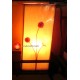  LT3057 โคมไฟตั้งโต๊ะสีส้มกรอบไม้แต่งดอก