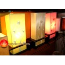  LT3057 โคมไฟตั้งโต๊ะสีส้มกรอบไม้แต่งดอก