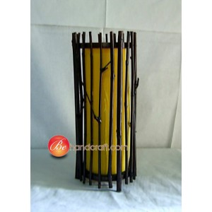 BB019 โคมไฟไม้ไผ่สำหรับตั้งโต๊ะ ทรงกระบอก 40 ซม. สีเหลือง