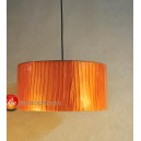 LH1013 โคมไฟผ้าแขวนทรงกระบอกเย็บกลีบสีขาว